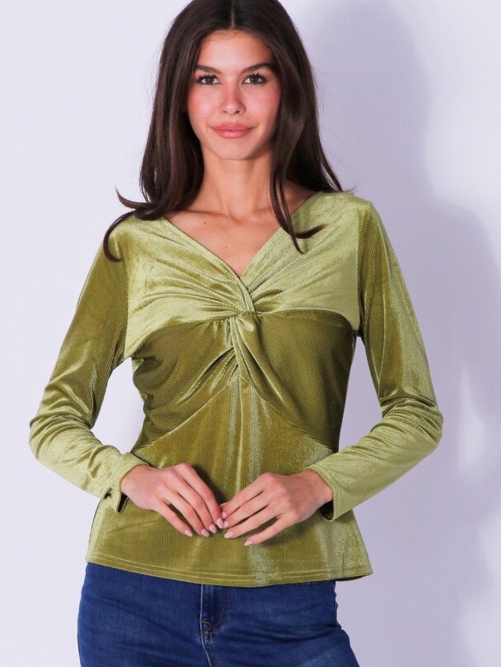 DG2 Diane Gilman Twist front velour ribbed knit top size: 1X